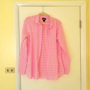 J Crew Pink Gingham Button Down Shirt